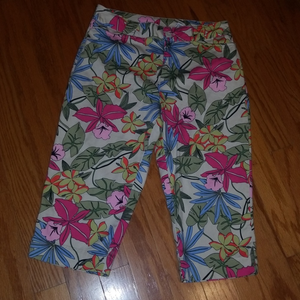 Floral capris; hawaiin inspired